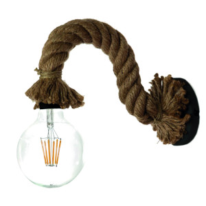 InLight Επιτοίχιο φωτιστικό από καφέ σχοινί και μαύρο μέταλλο (43367-BL)