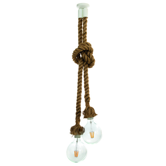 InLight Κρεμαστό φωτιστικό από καφέ σχοινί (4381-2-WH) 