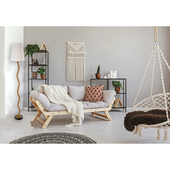 InLight Επιδαπέδιο φωτιστικό από καφέ σχοινί και υφασμάτινο καπέλο (45364-BL) 