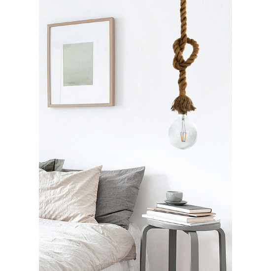 InLight Κρεμαστό φωτιστικό από καφέ σχοινί (4381-1-WH) 